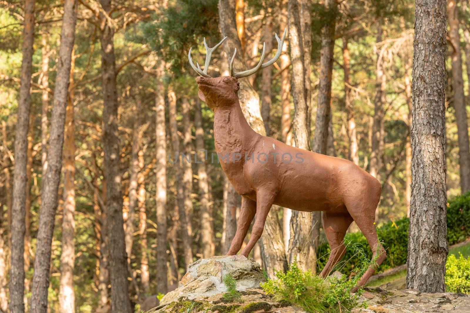 Juberri Sant Julia de Loria, Andorra: August 27 2020: Sculptures in Jardins de Juberri in summer 2020 in the Pyrenees of Andorra.