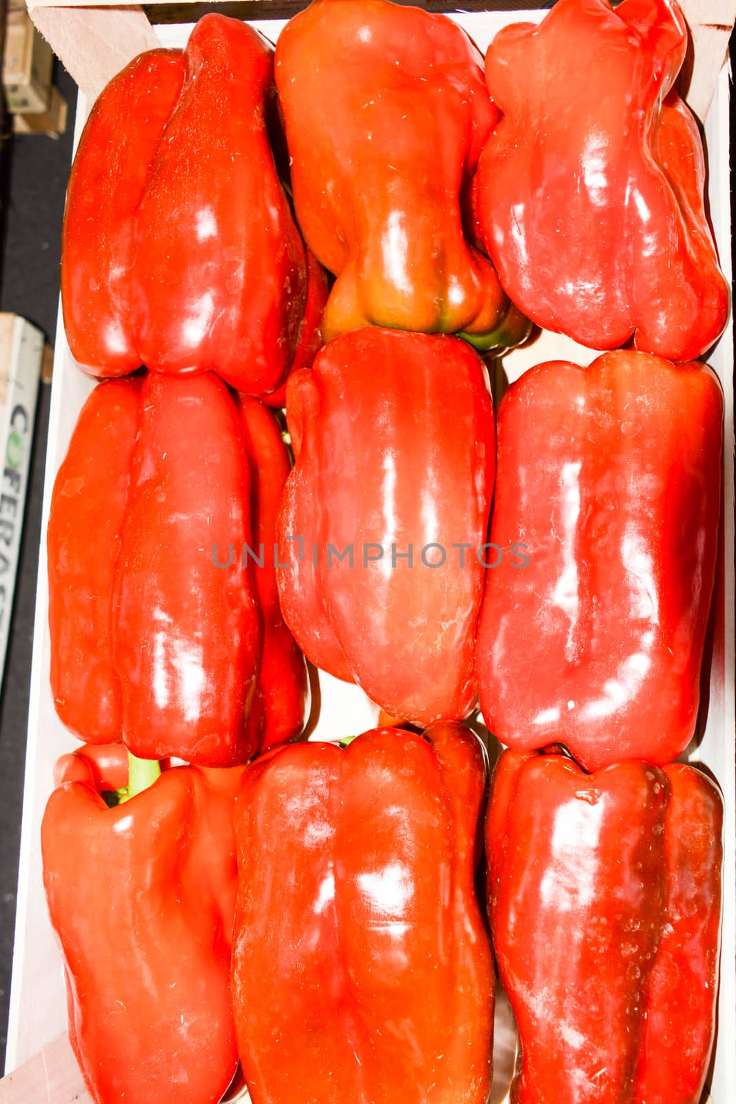 red peppers as background
