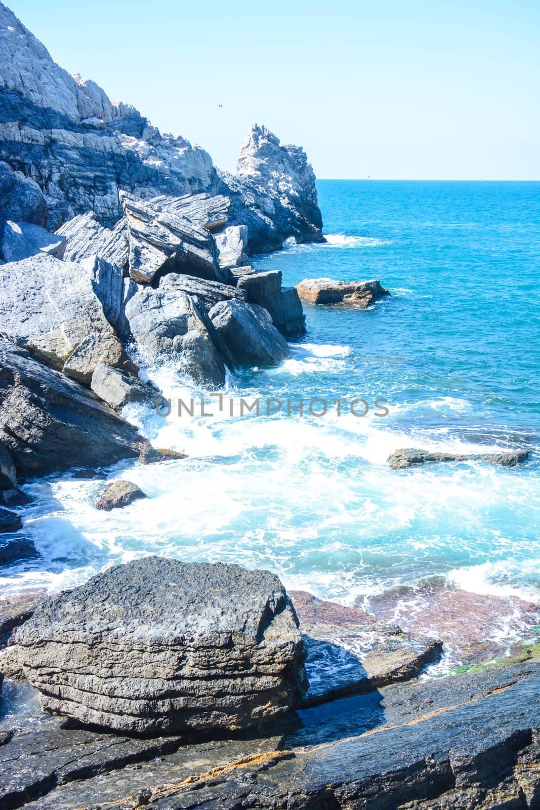 italian cliffs and sea as a background
