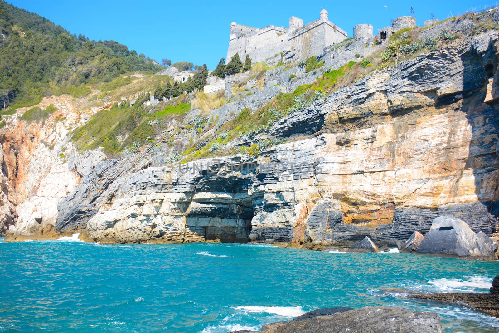 rare view of byron cave at portovenere italy