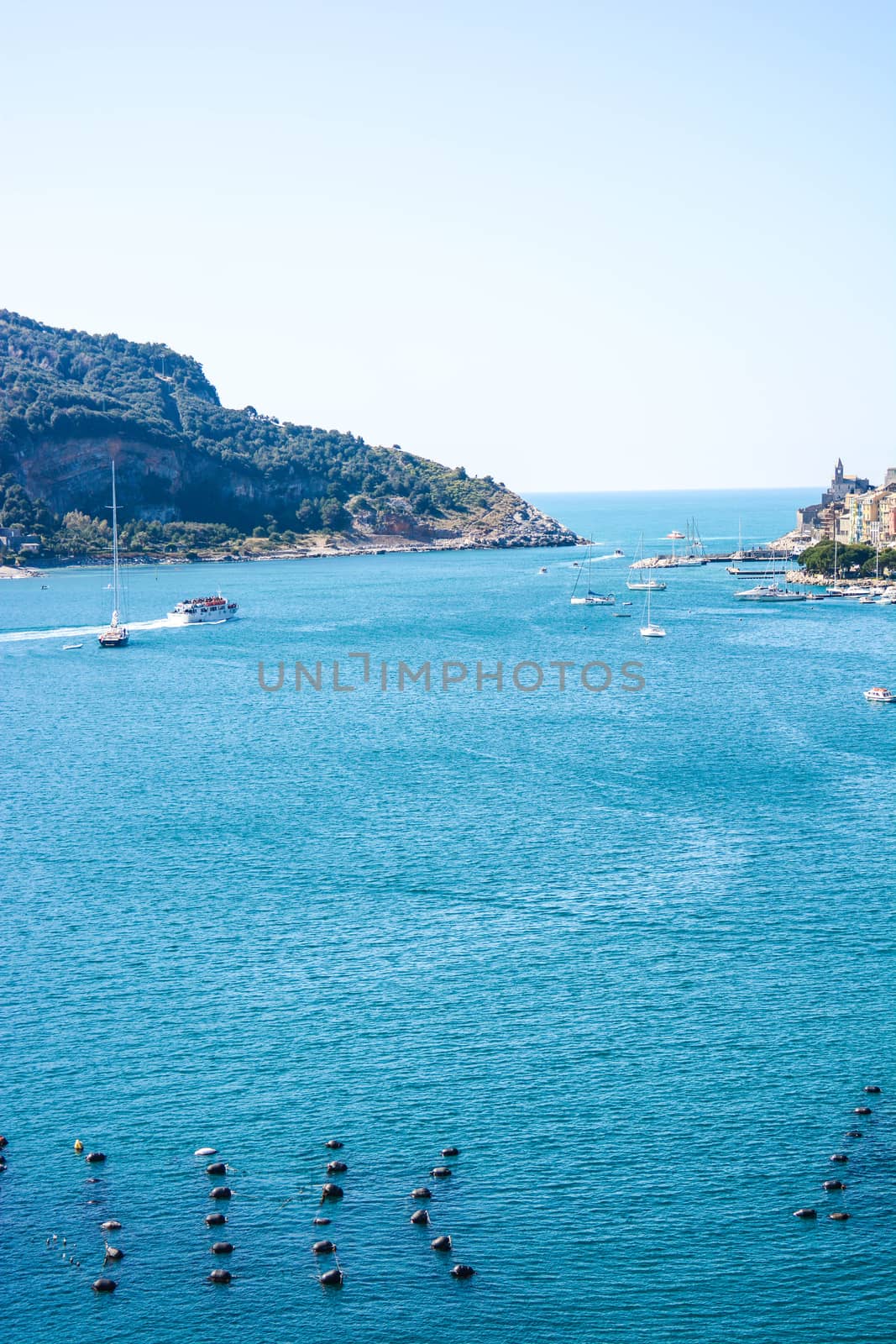 view of italian sea at palmaria from portovenere