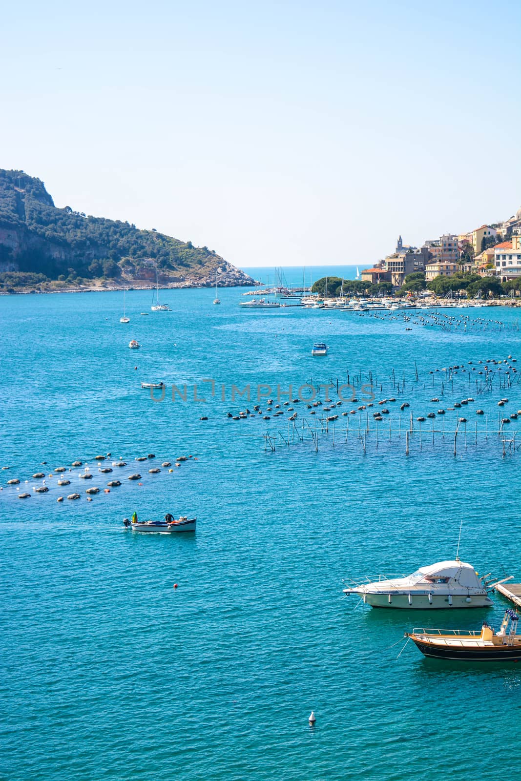 view of italian sea at palmaria from portovenere