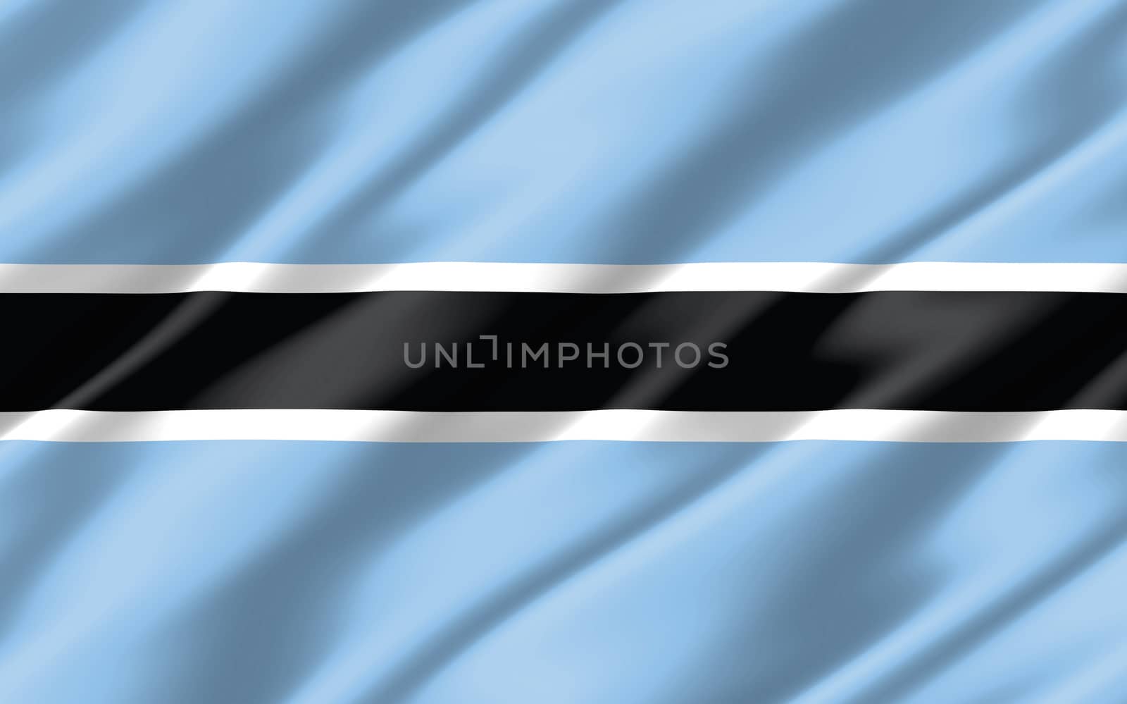 Silk wavy flag of Botswana graphic. Wavy Batswana flag 3D illustration. Rippled Botswana country flag is a symbol of freedom, patriotism and independence.