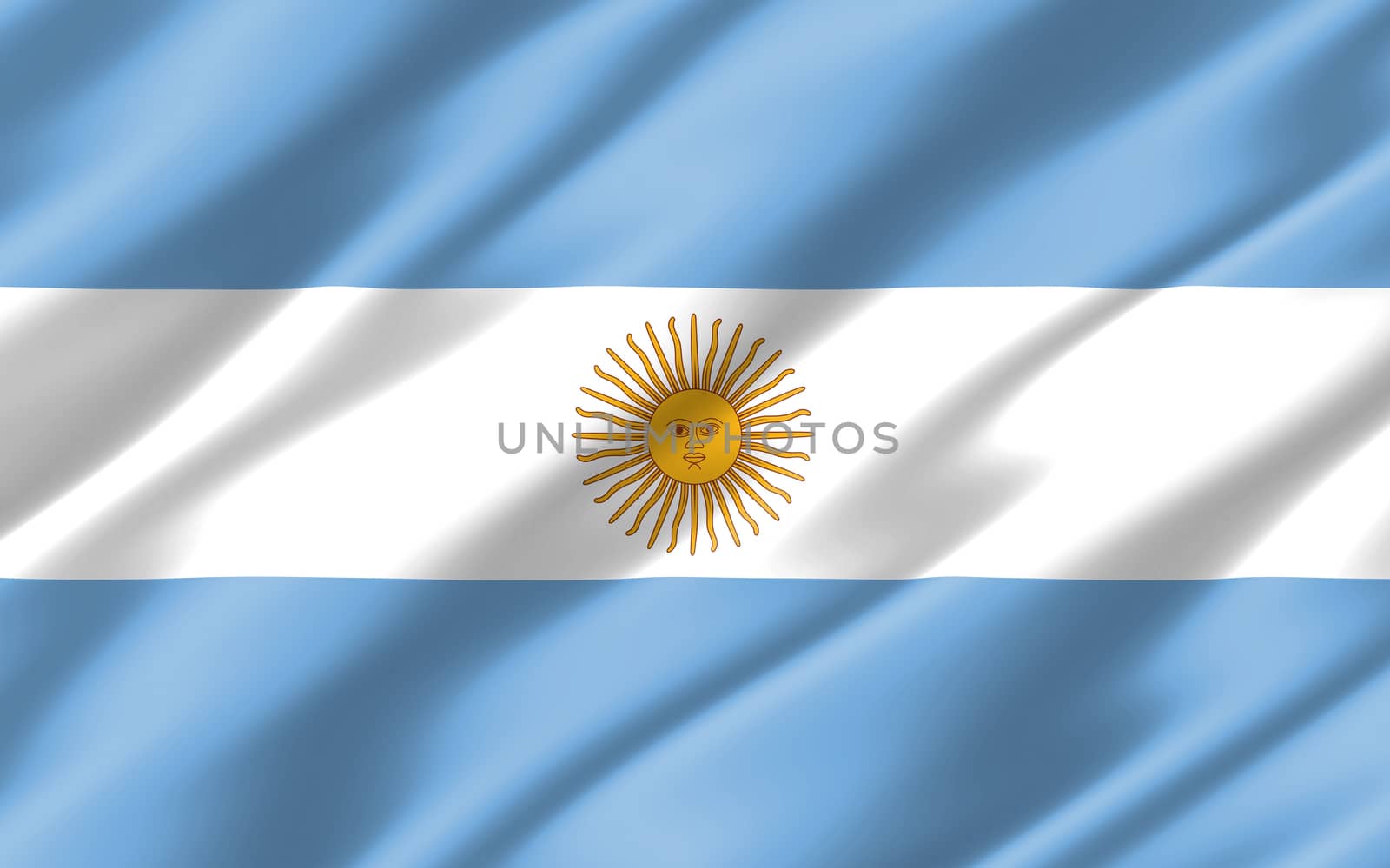 Silk wavy flag of Argentina graphic. Wavy Argentinian flag 3D illustration. Rippled Argentina country flag is a symbol of freedom, patriotism and independence.