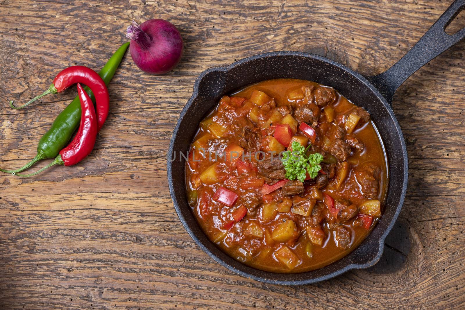 hungarian goulash with meat and potatoes