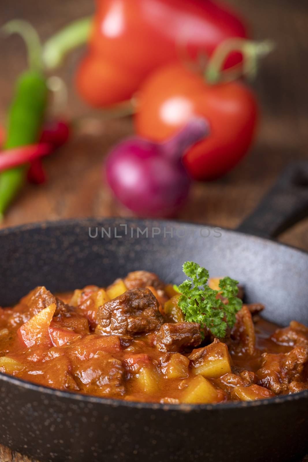 hungarian goulash with meat and potatoes