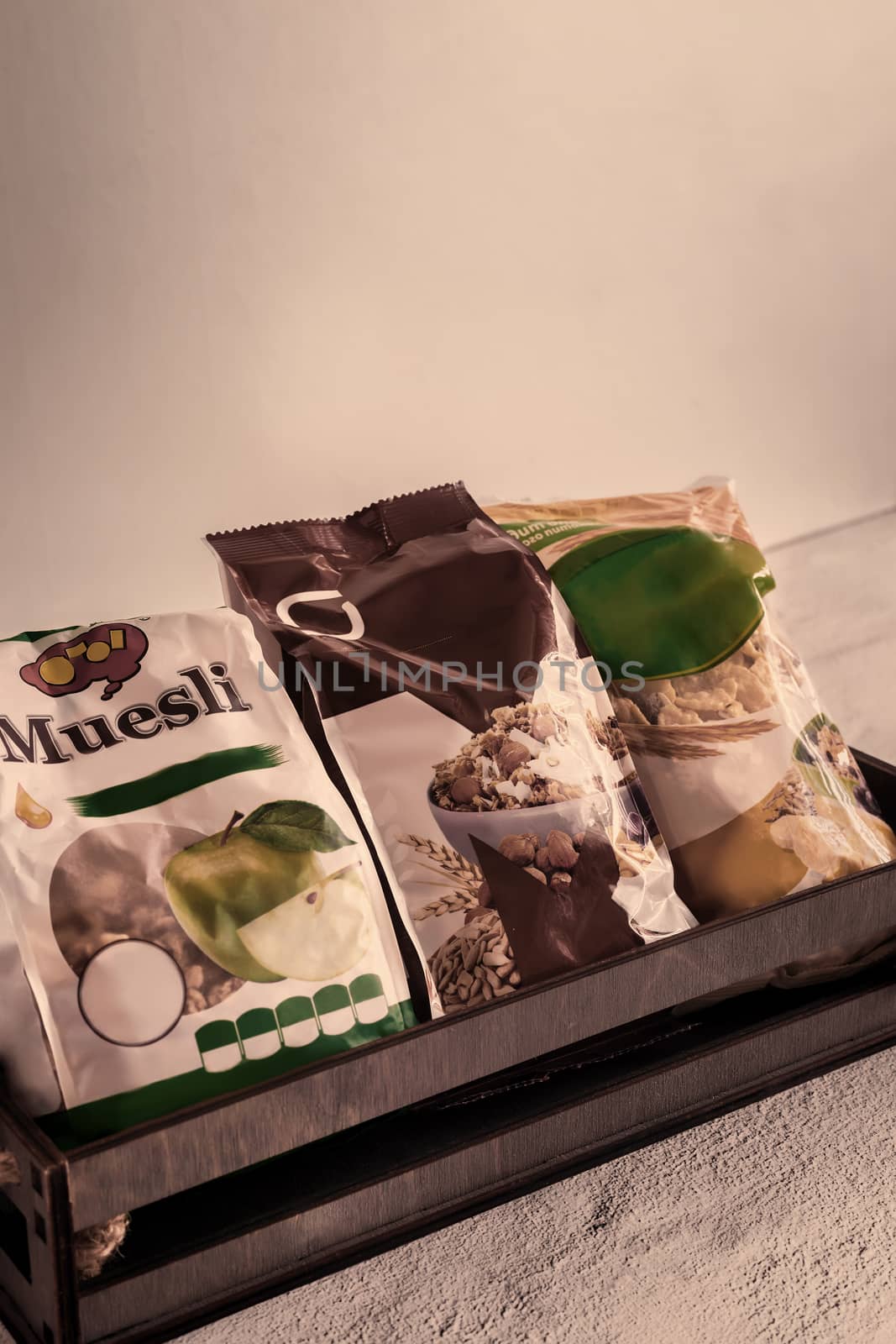 Delicious Breakfast: three types of muesli packages by georgina198