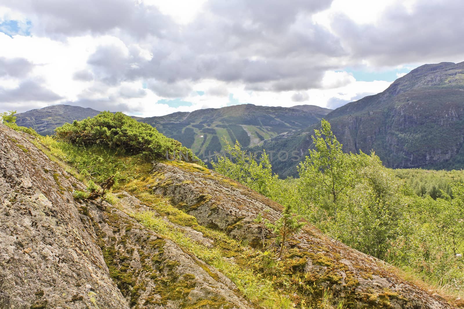 Spectacular landscape with mountains and valleys in Hemsedal, Buskerud, Norway. by Arkadij