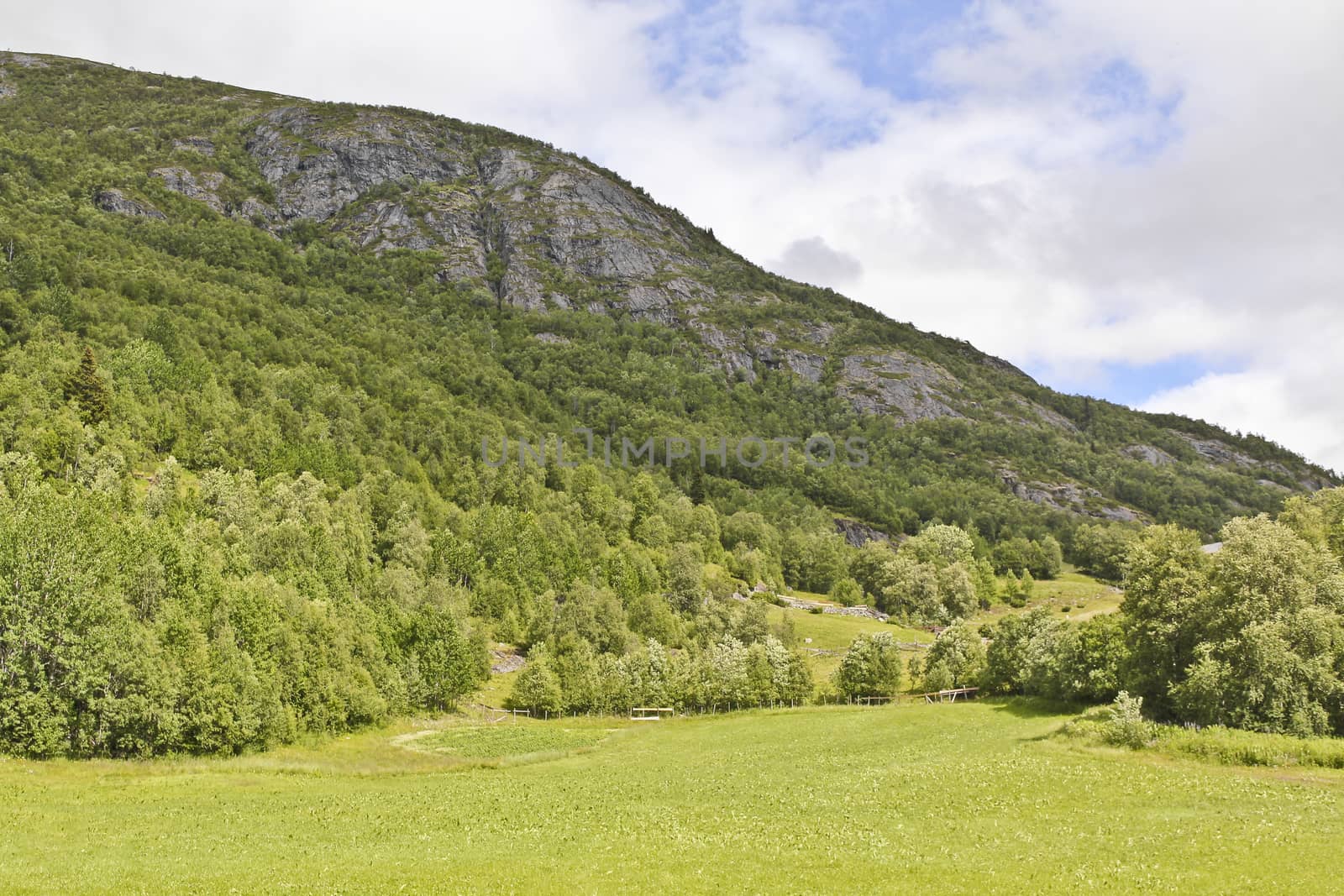 Landscape with mountains and valleys in beautiful Hemsedal, Buskerud, Norway. by Arkadij