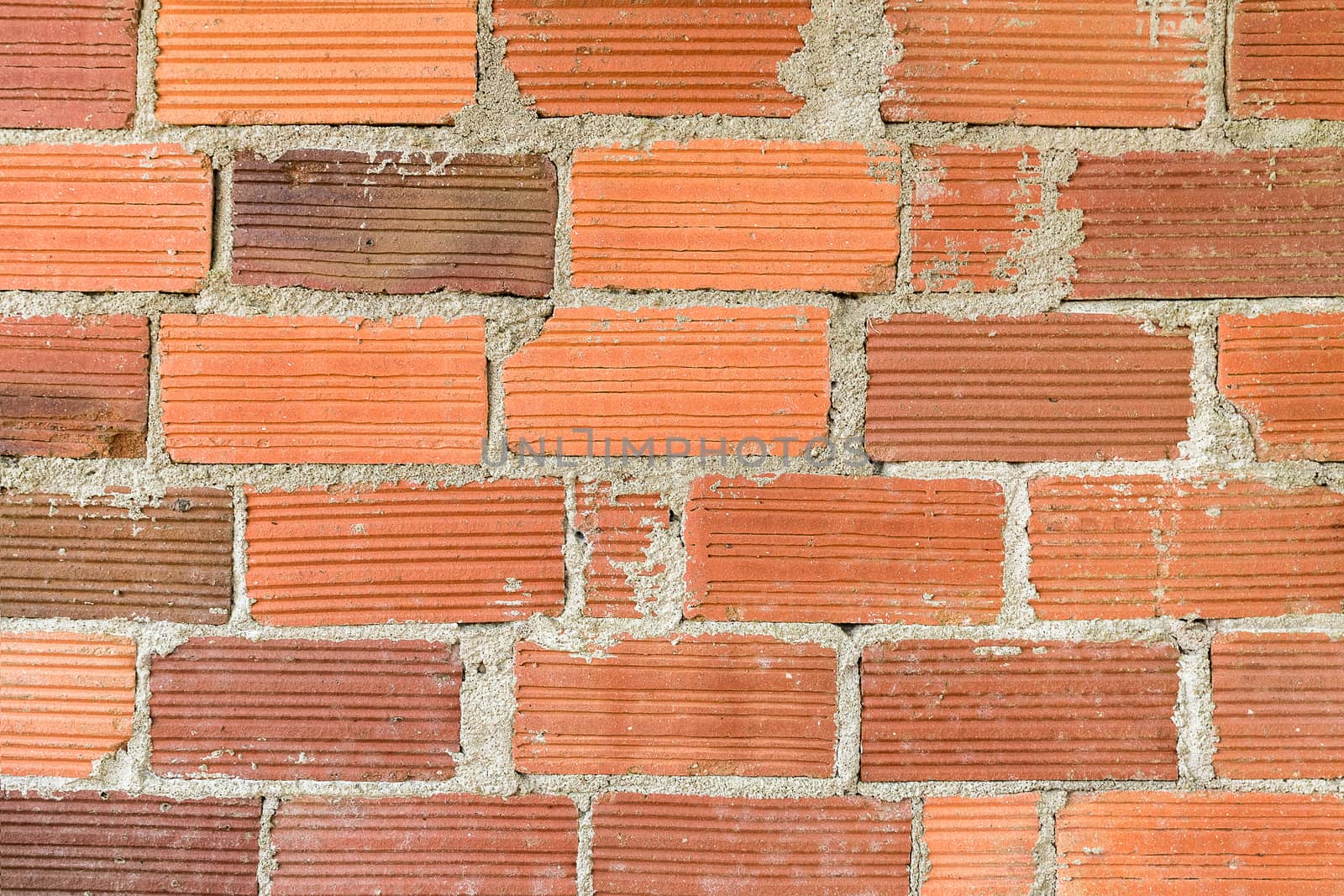 Background of an old brick wall. Front view.