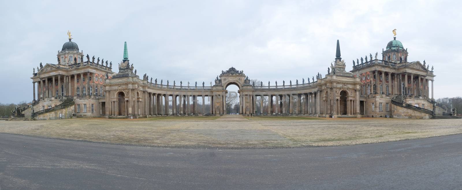 Panoramic view of Sans Souci palace in Potsdam, Berlin, Germany, Europe.