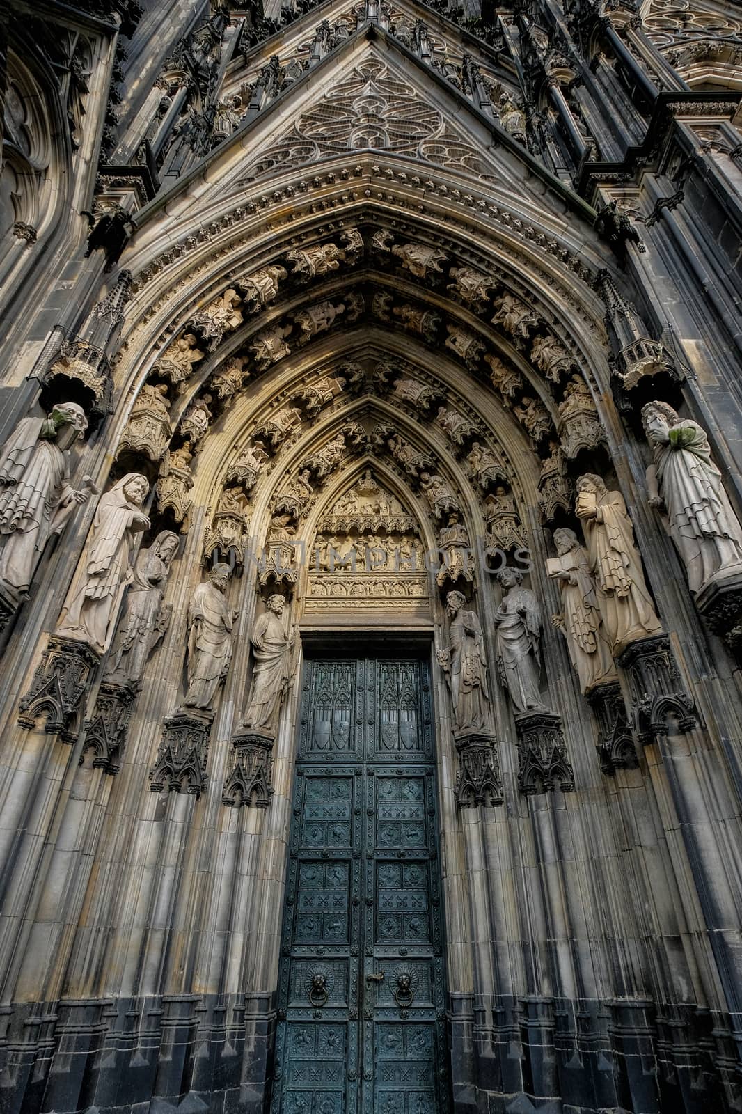 Front view of main entrance to the Cologne Cathedral,Germany by Surasak