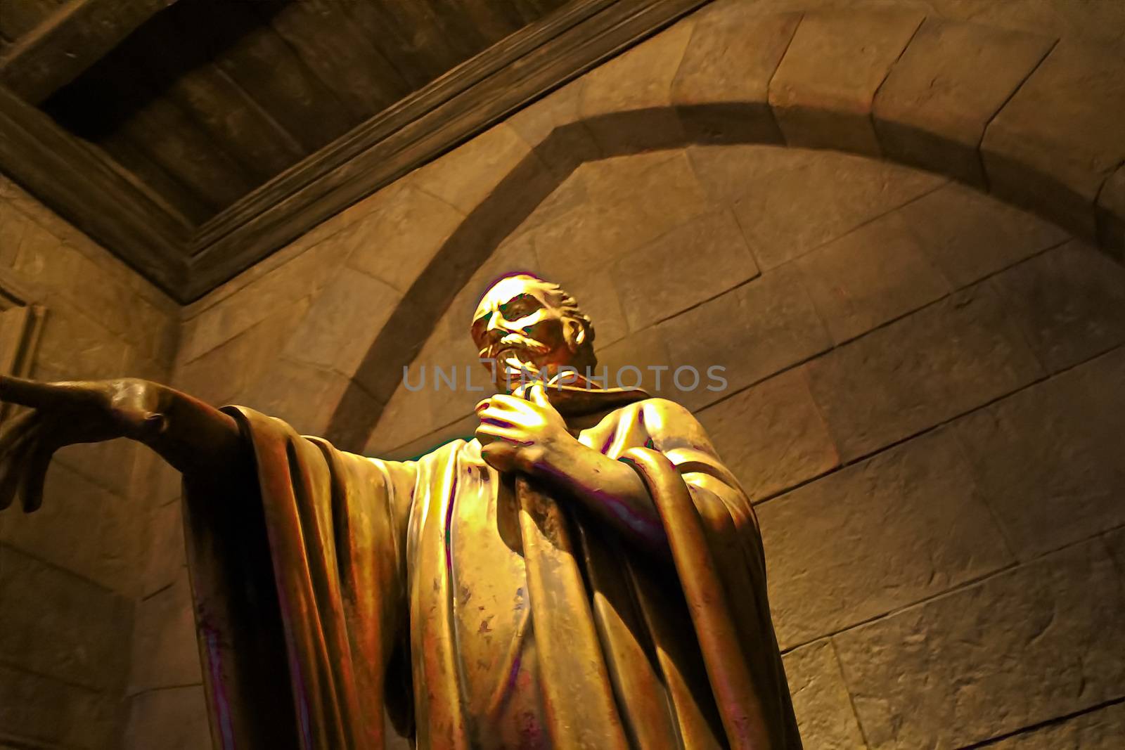 Osaka, Japan - Nov 5, 2016 : Inside the Harry Potter Park Castle 'Hogwarts Castle Tour' at the Wizarding World of Harry Potter in Universal Studios Japan. by USA-TARO