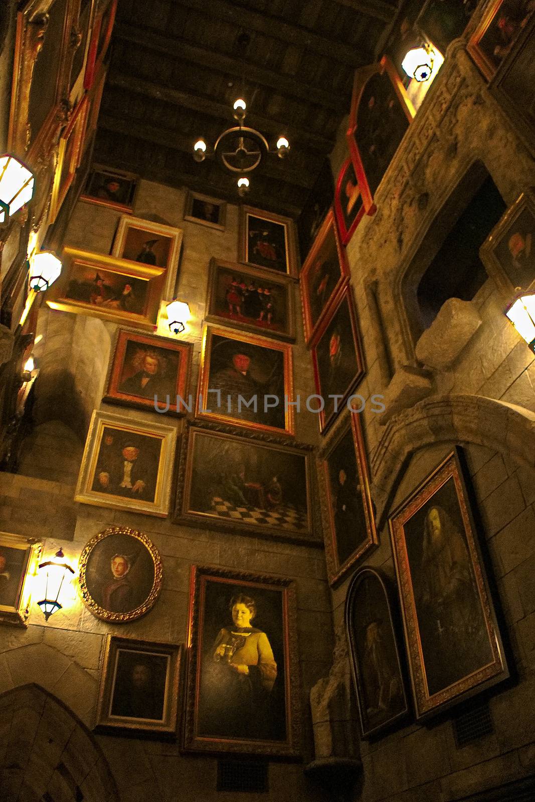 Osaka, Japan - Nov 5, 2016 : Inside the Harry Potter Park Castle 'Hogwarts Castle Tour' at the Wizarding World of Harry Potter in Universal Studios Japan. by USA-TARO