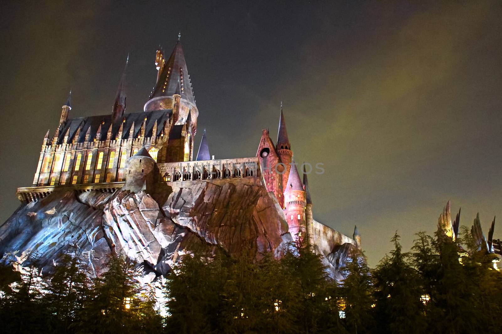 Osaka, Japan - Dec 02, 2017: View of Hogwarts castle at the Wizarding World of Harry Potter in Universal Studios Japan. by USA-TARO