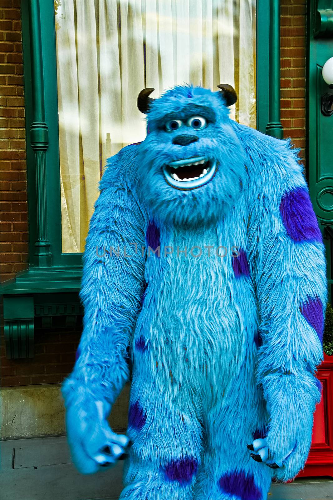 Anaheim,CA/USA - Nov 27, 2010 : A photo of James P. Sullivan, a monster character from Monster Inc at Disneyland in Anaheim.Disney Pixar animation.