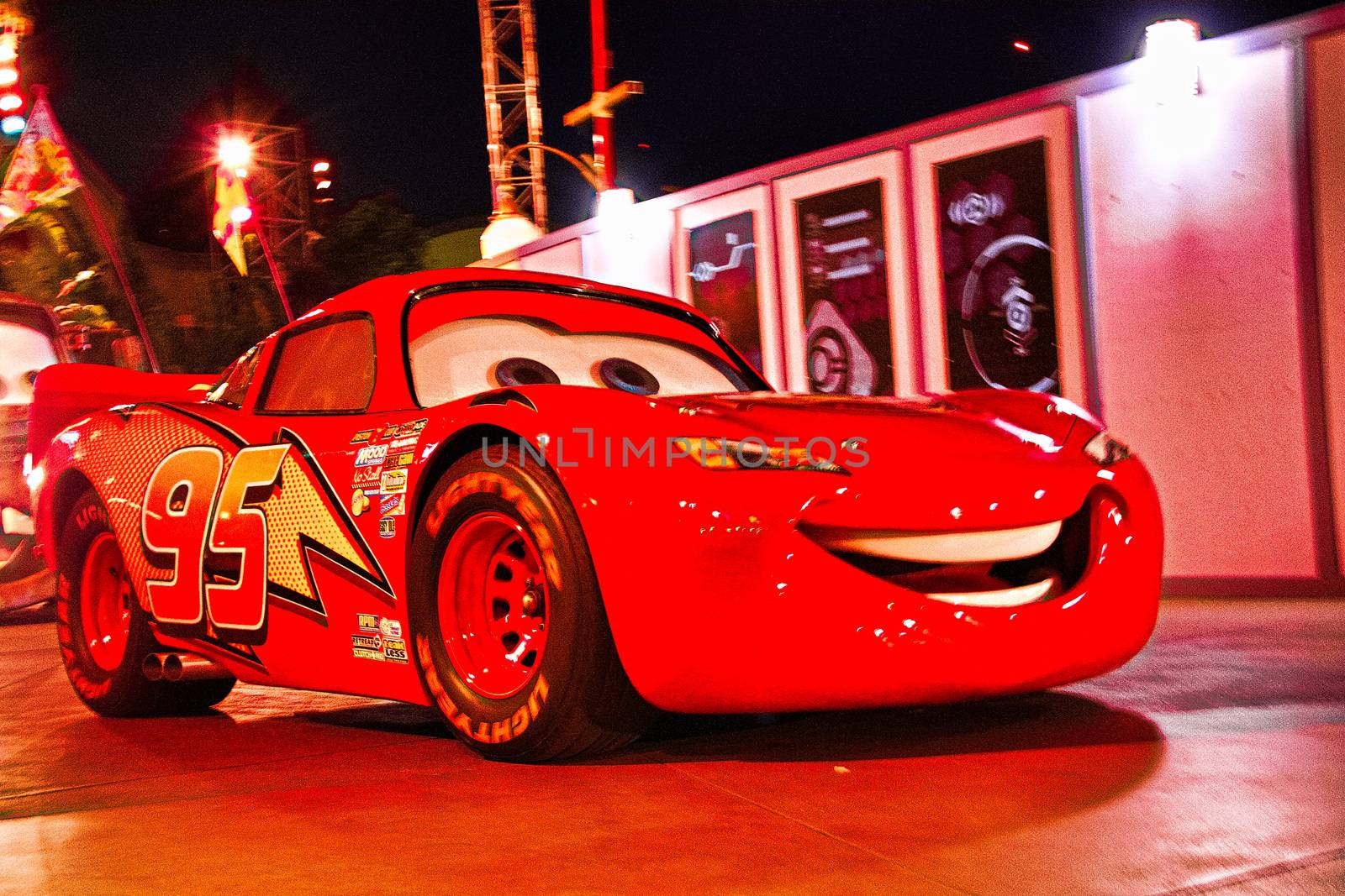 Anaheim, CA/USA - Nov 26, 2010 : Cars Lightning McQueen in the Disney Pixar California Adventure parade at Disneyland in Anaheim.