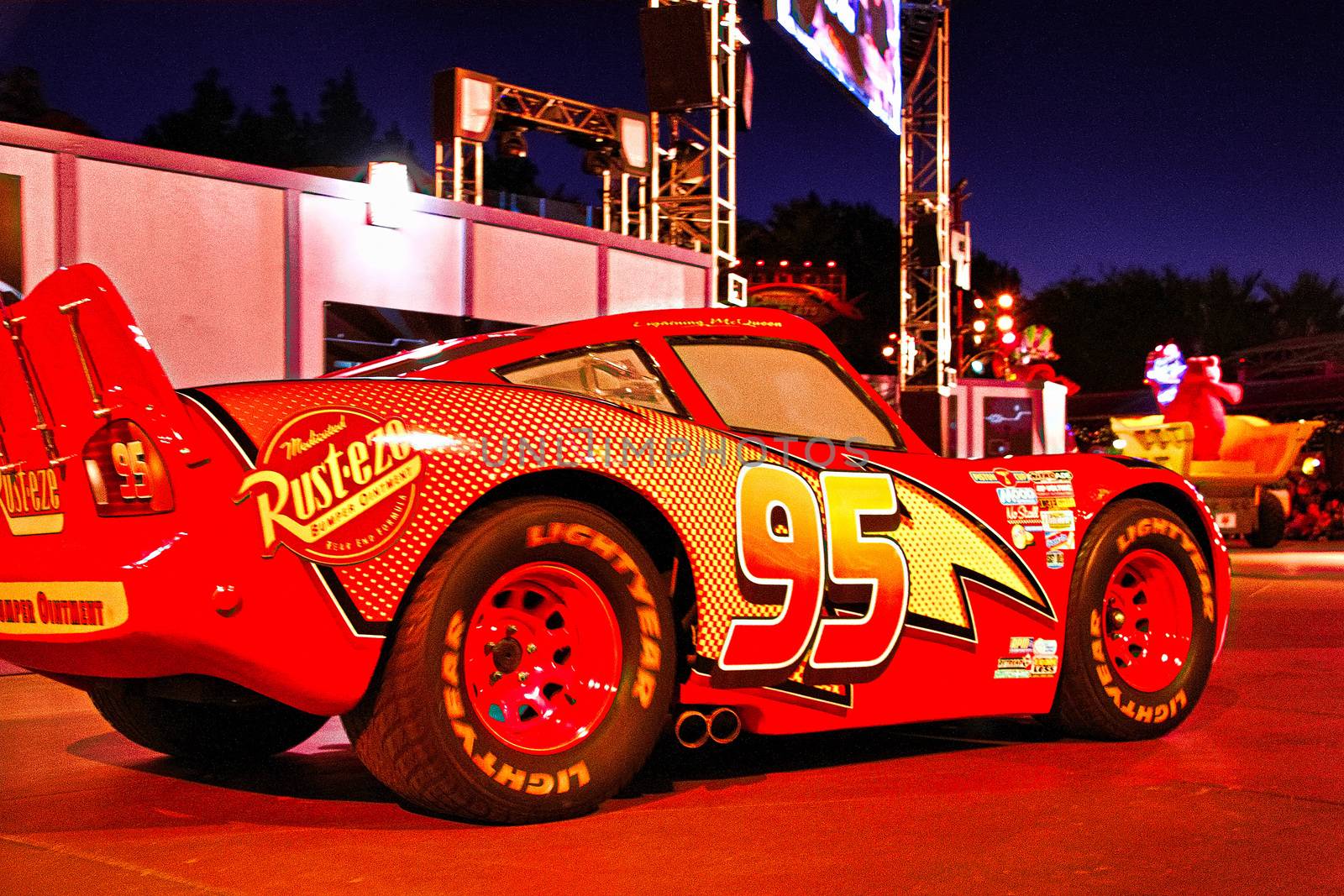 Anaheim, CA/USA - Nov 26, 2010 : Cars Lightning McQueen in the Disney Pixar California Adventure parade at Disneyland in Anaheim.