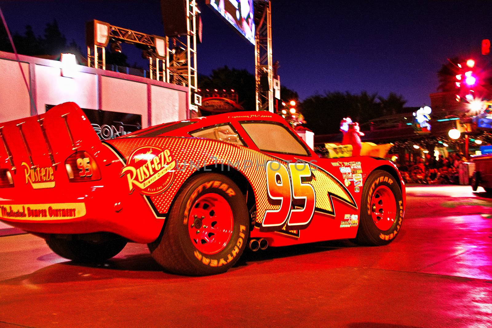 Anaheim, CA/USA - Nov 26, 2010 : Cars Lightning McQueen in the Disney Pixar California Adventure parade at Disneyland in Anaheim.