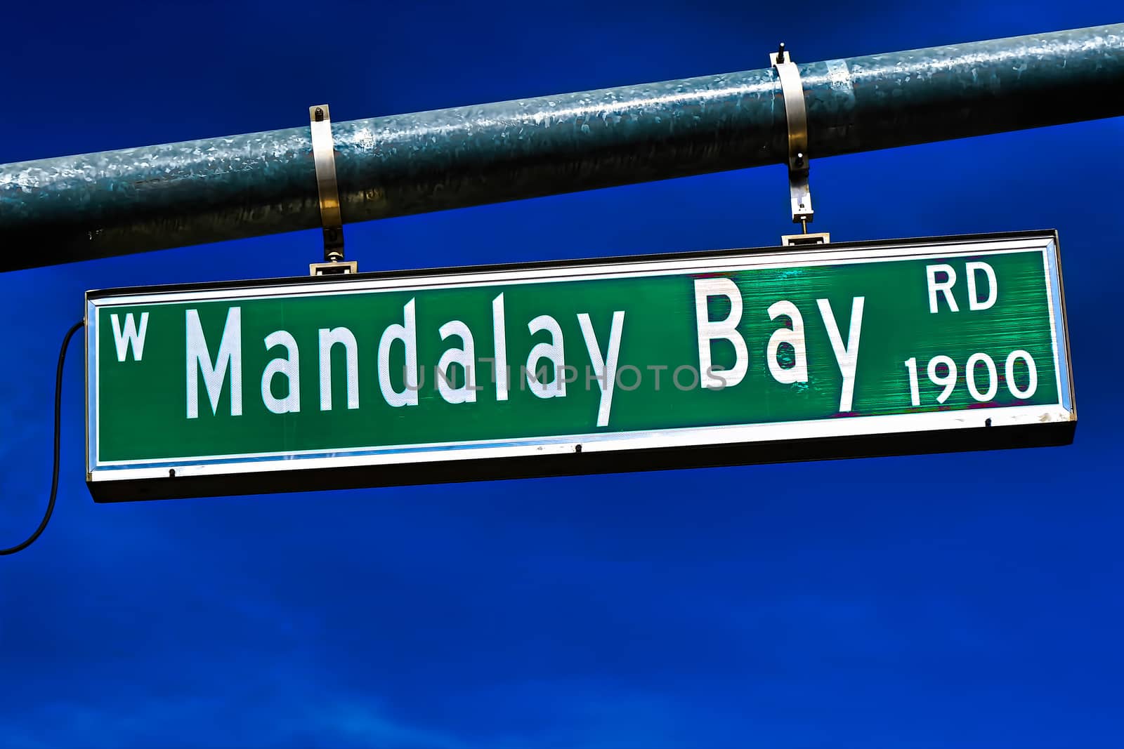 The Road sign of Mandalay Bay Road in Las Vegas. by USA-TARO