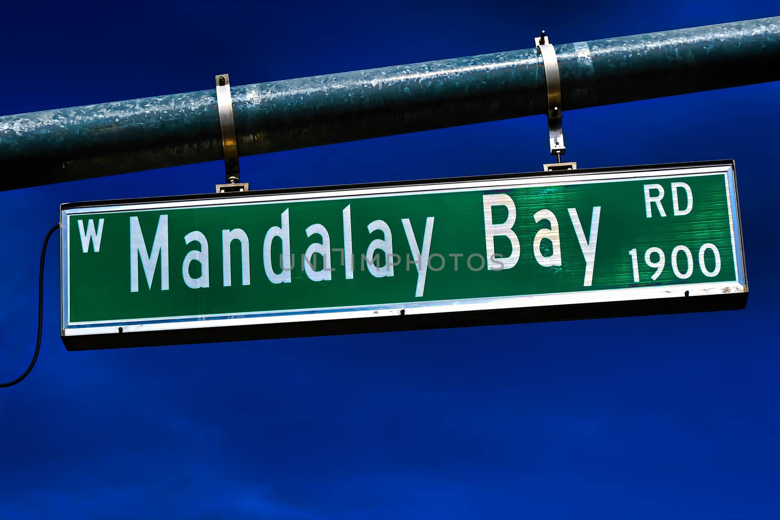 The Road sign of Mandalay Bay Road in Las Vegas. by USA-TARO