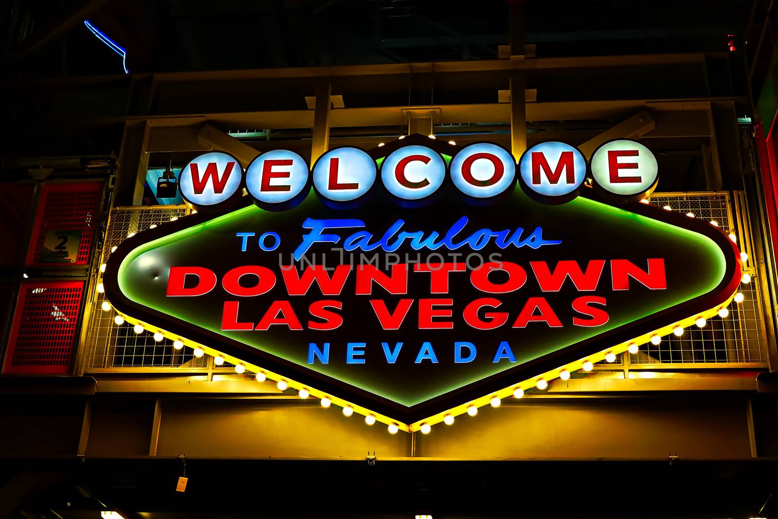 Welcome to Fabulous Downtown Las Vegas sign at Fremont Street in Las Vegas, USA.It is an internationally renowned resort city known primarily for gambling