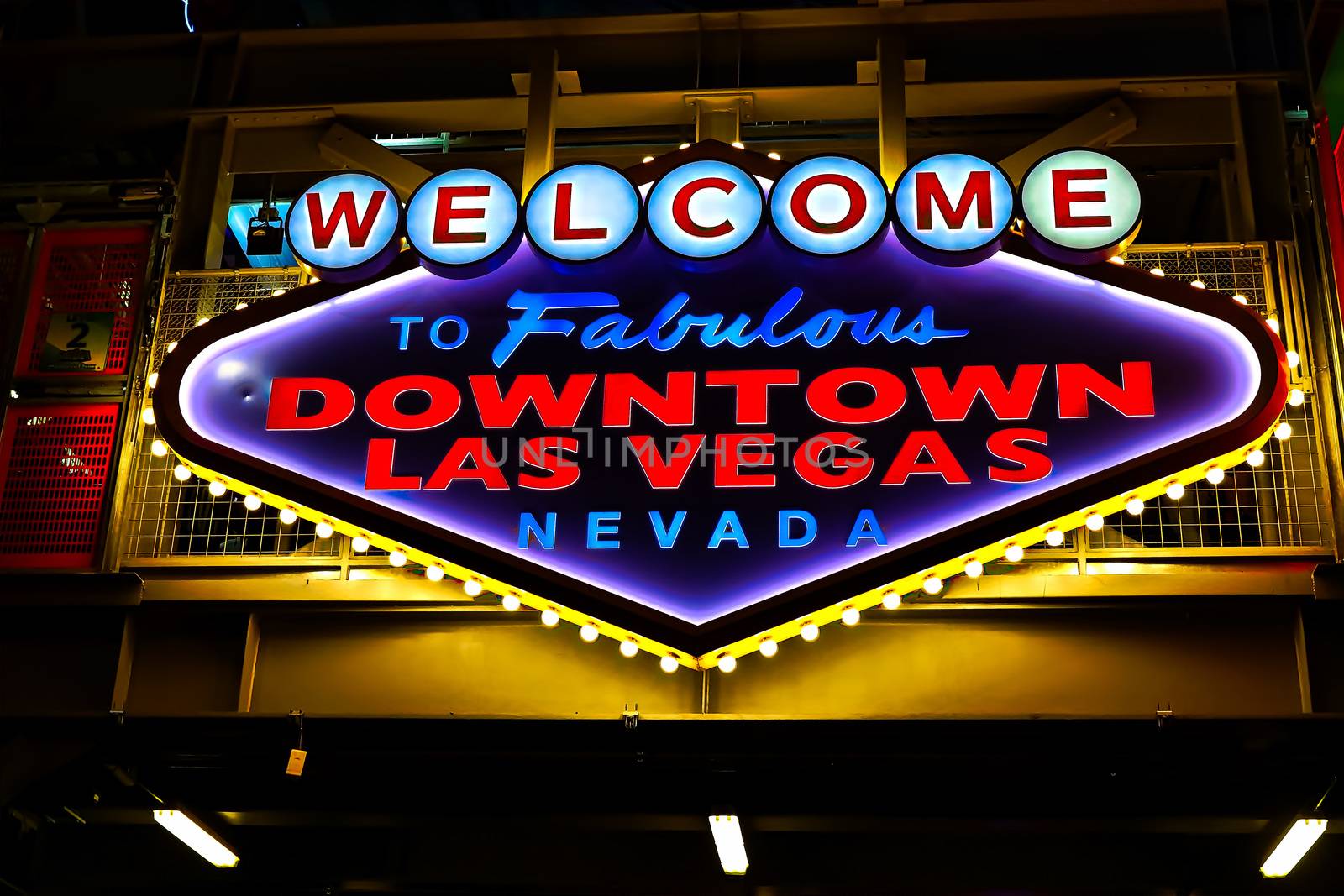 Welcome to Fabulous Downtown Las Vegas sign at Fremont Street in Las Vegas, USA.It is an internationally renowned resort city known primarily for gambling by USA-TARO