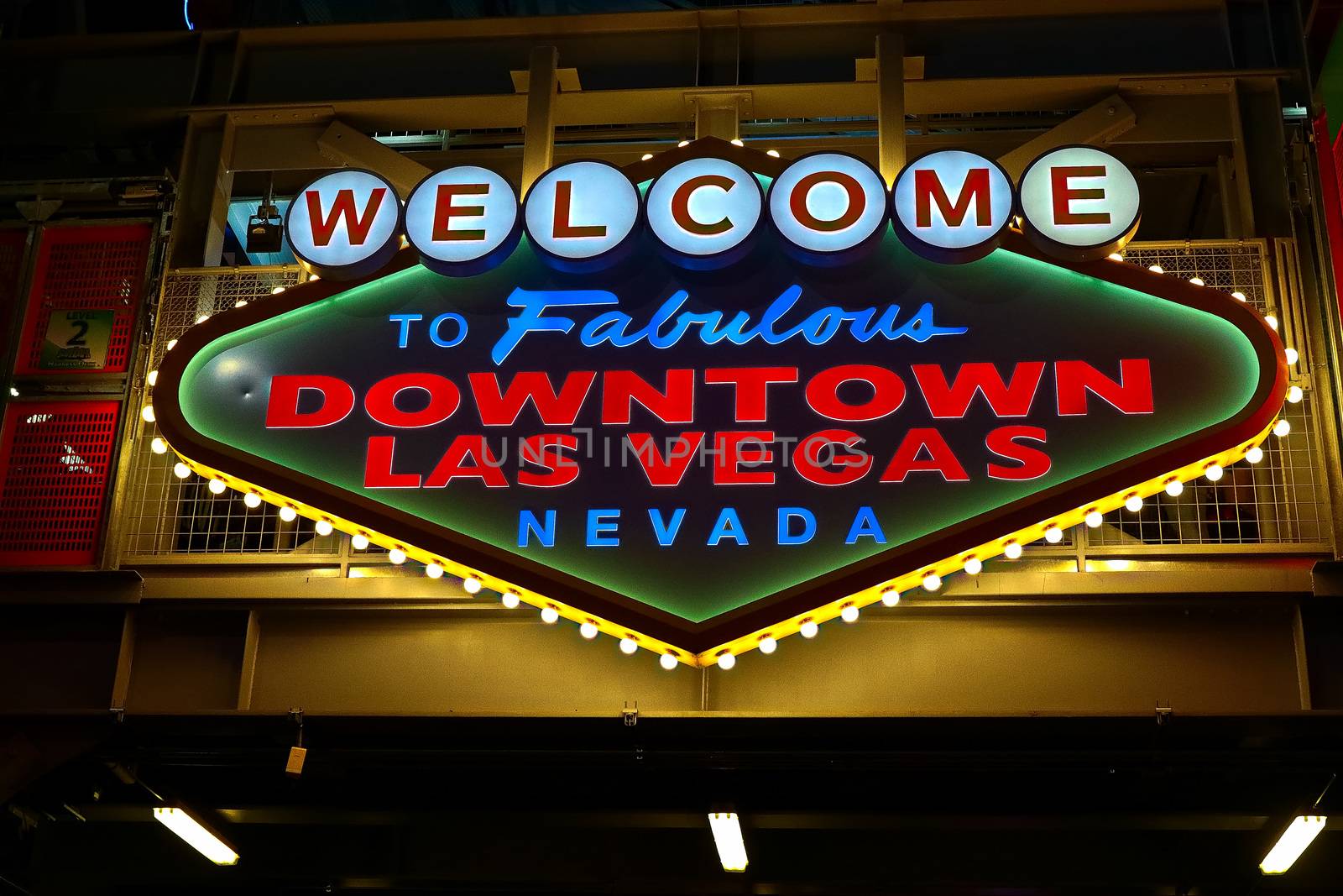 Welcome to Fabulous Downtown Las Vegas sign at Fremont Street in Las Vegas, USA.It is an internationally renowned resort city known primarily for gambling by USA-TARO