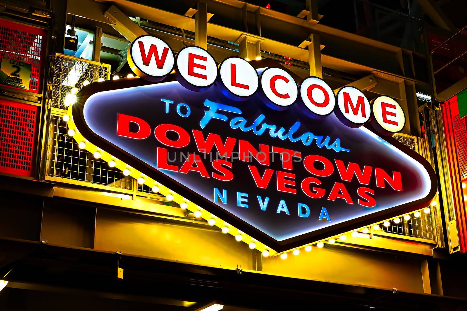 Welcome to Fabulous Downtown Las Vegas sign at Fremont Street in Las Vegas, USA.It is an internationally renowned resort city known primarily for gambling