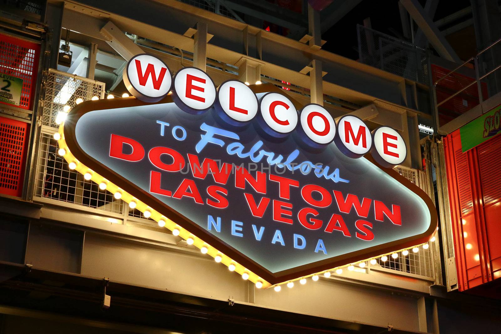 Welcome to Fabulous Downtown Las Vegas sign at Fremont Street in Las Vegas, USA.It is an internationally renowned resort city known primarily for gambling by USA-TARO