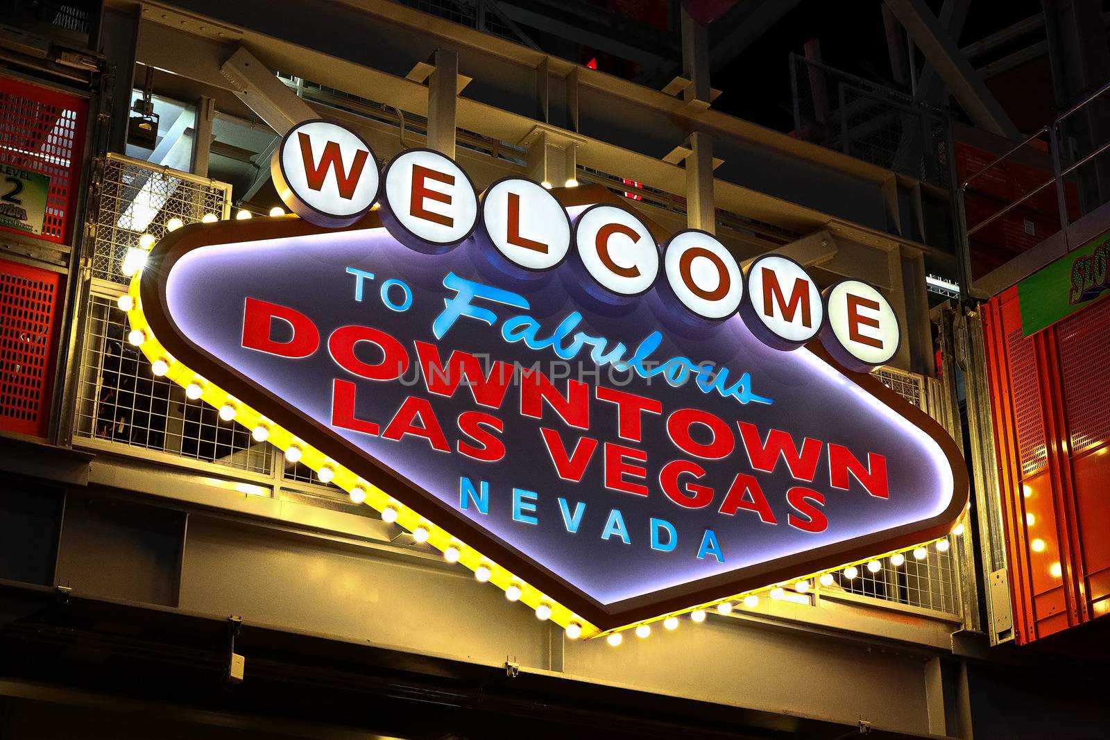 Welcome to Fabulous Downtown Las Vegas sign at Fremont Street in Las Vegas, USA.It is an internationally renowned resort city known primarily for gambling by USA-TARO