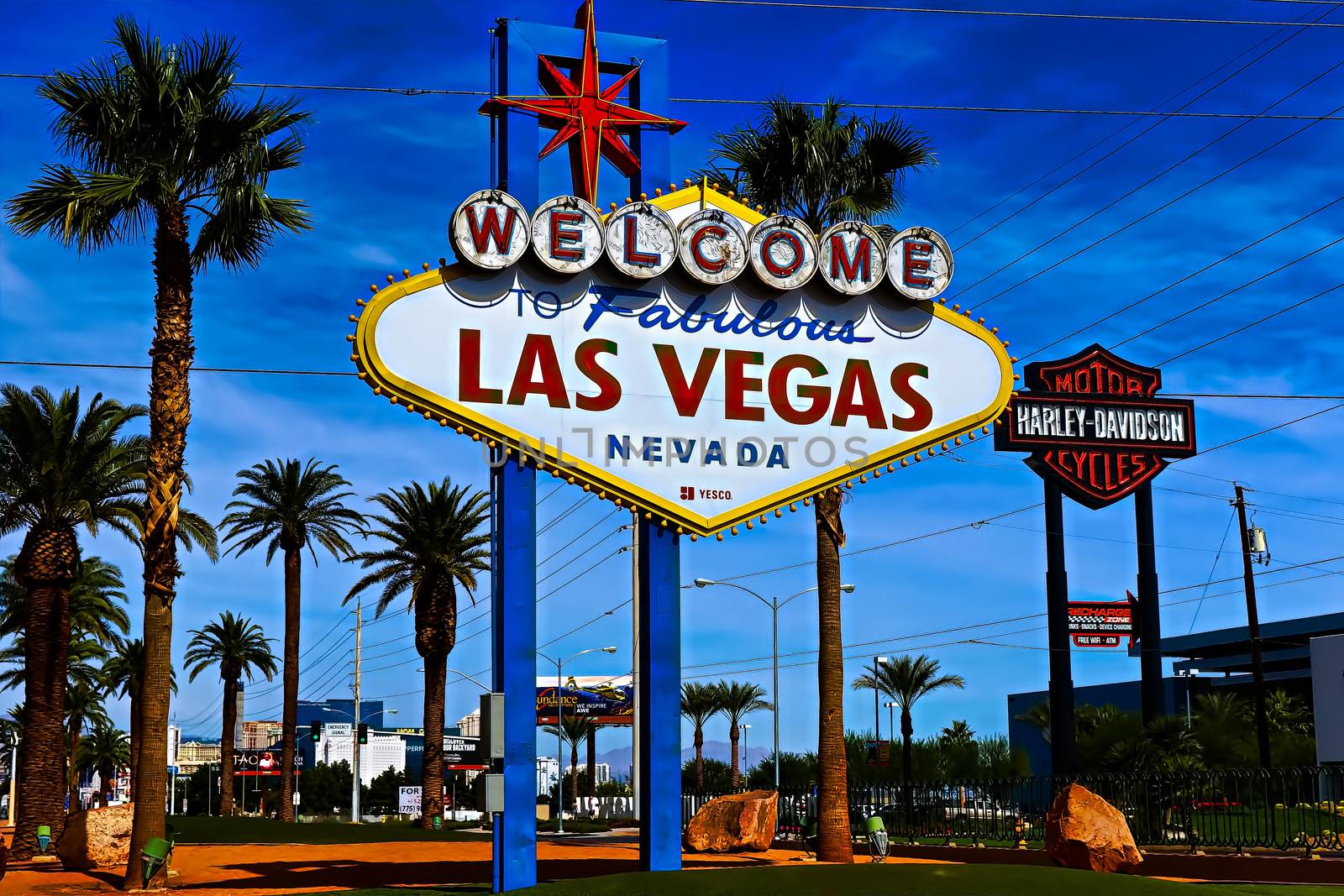 The Welcome to Fabulous Las Vegas sign on bright sunny day in Las Vegas, Nevada USA,07 Oct 2016