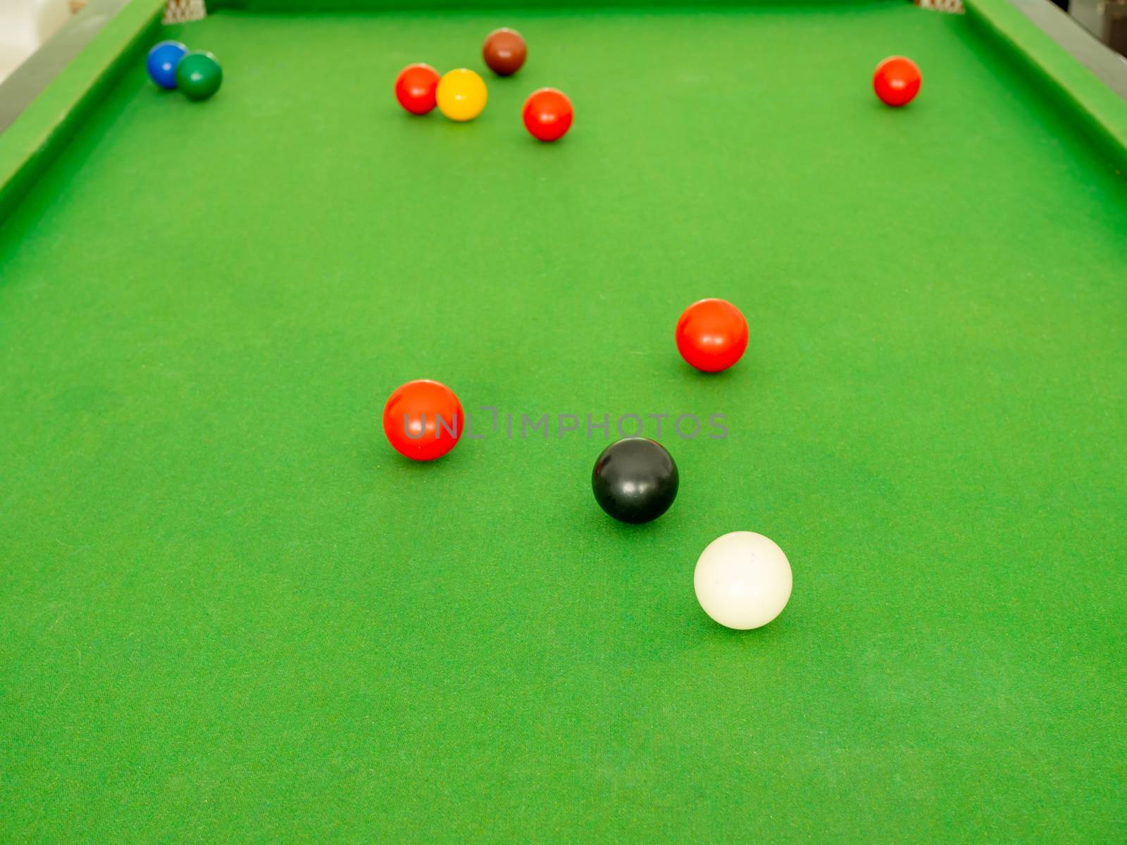 Snooker ball On the green snooker table