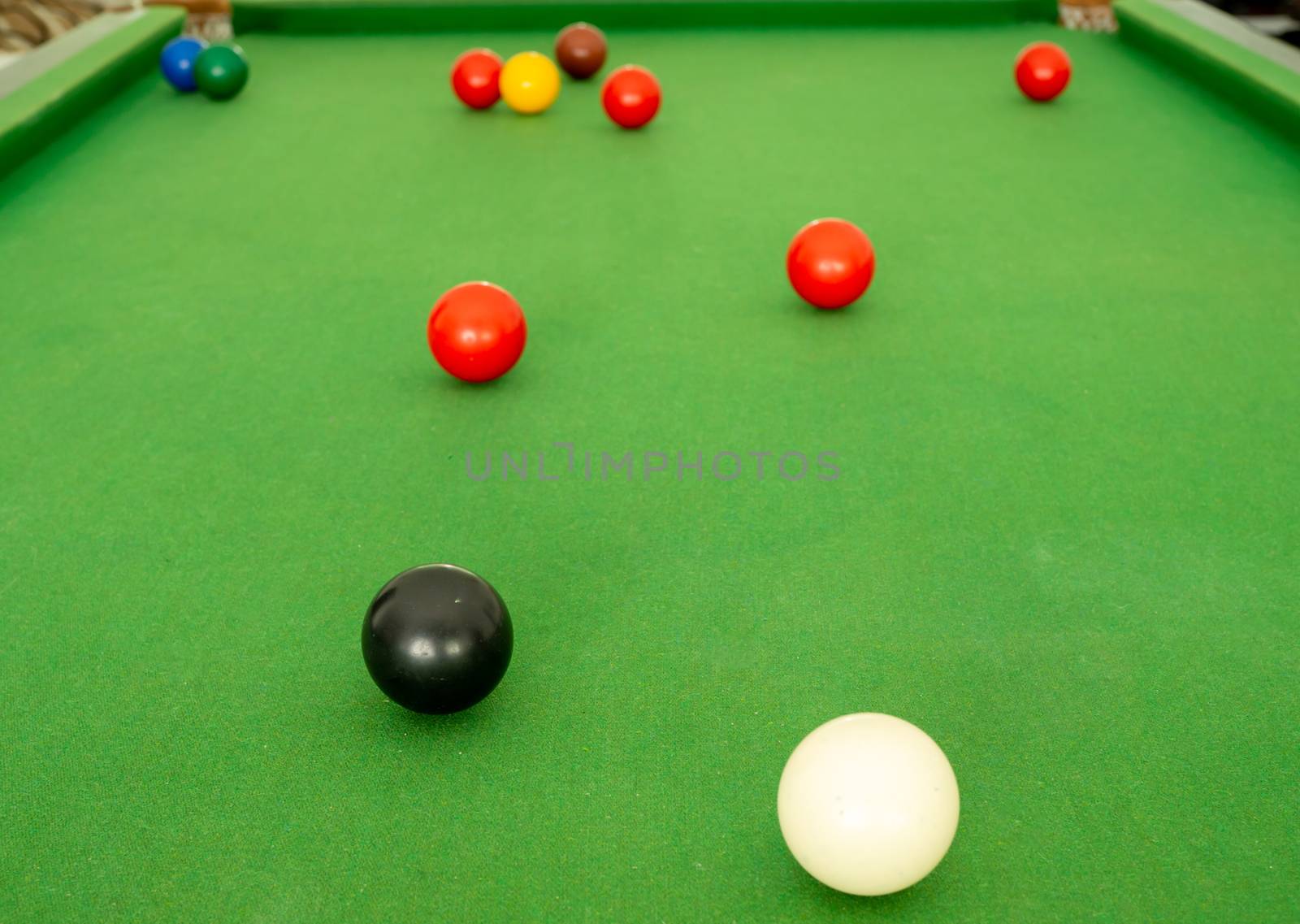 Snooker ball On the green snooker table