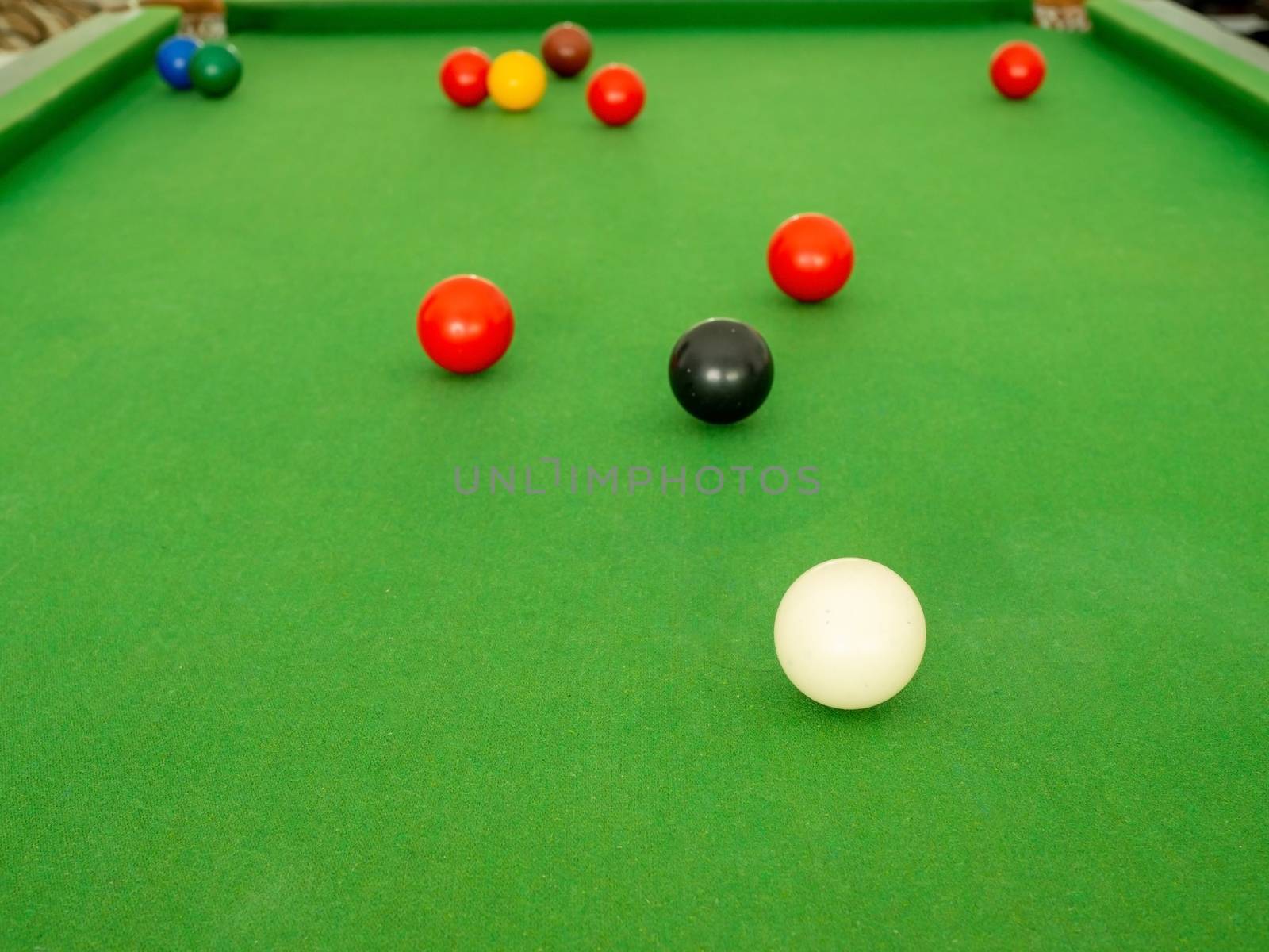 Snooker ball On the green snooker table