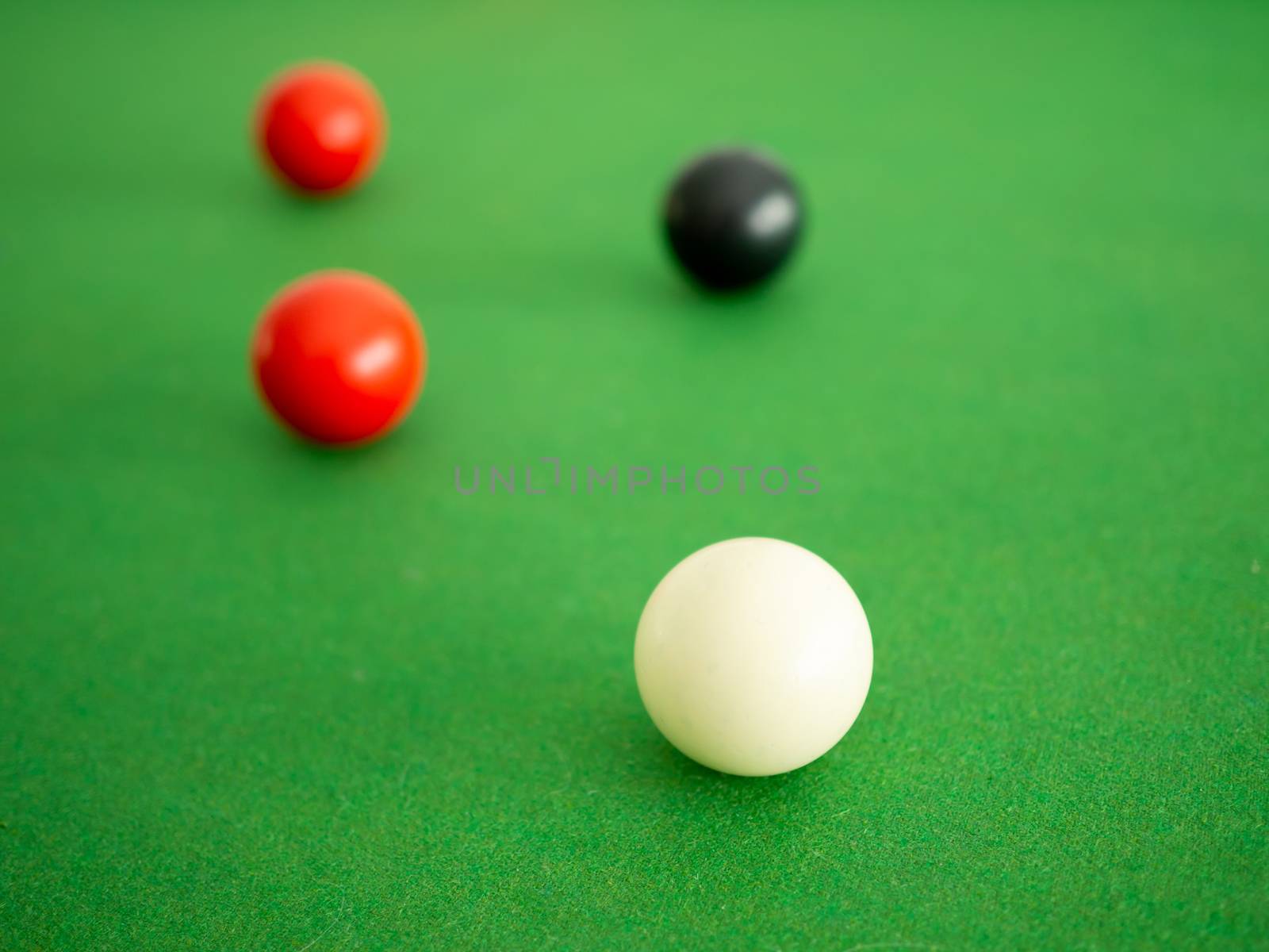 Snooker ball On the green snooker table
