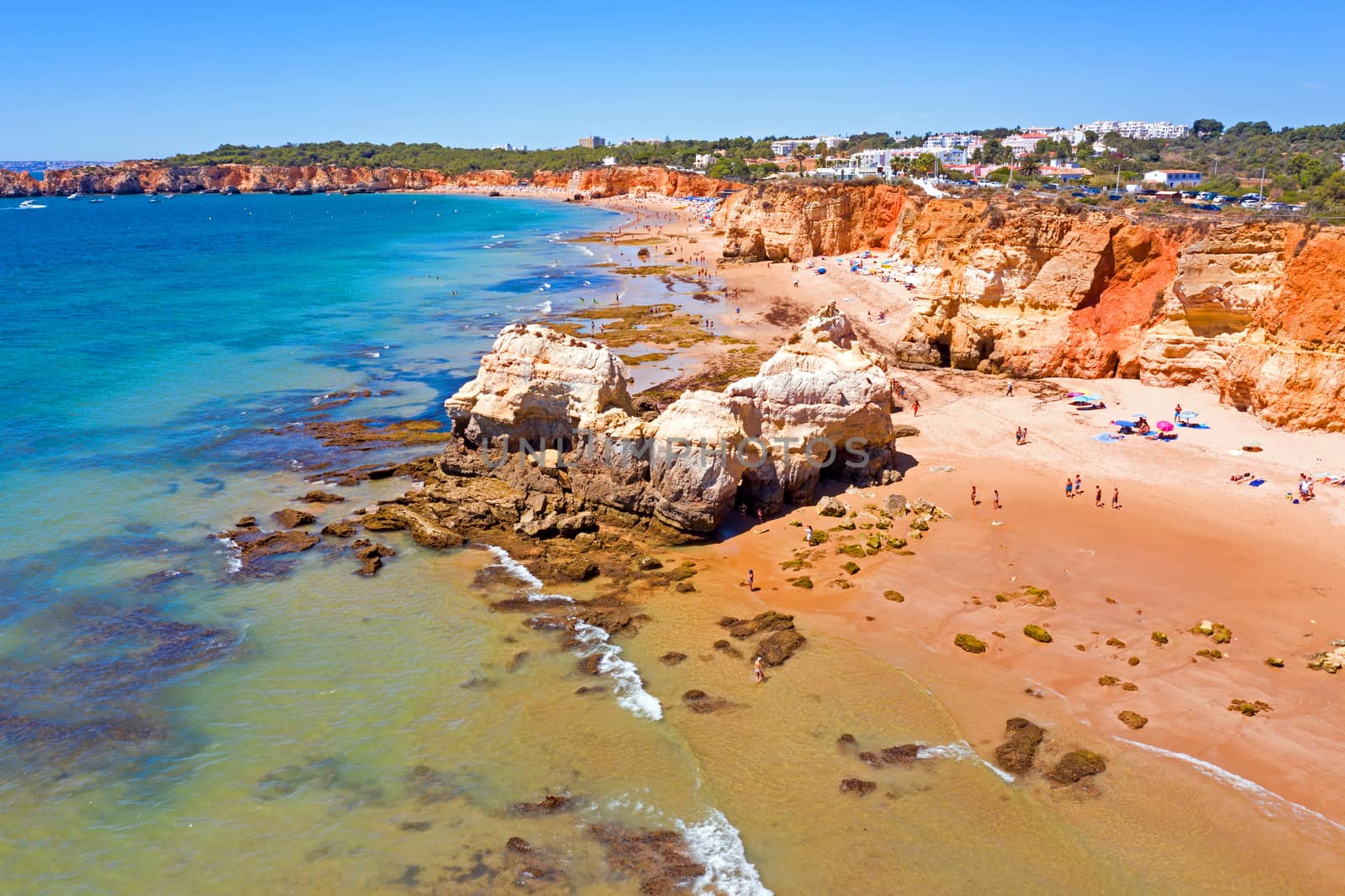 Aerial from Praia da Rocha near Portimao in the Algarve Portugal by devy