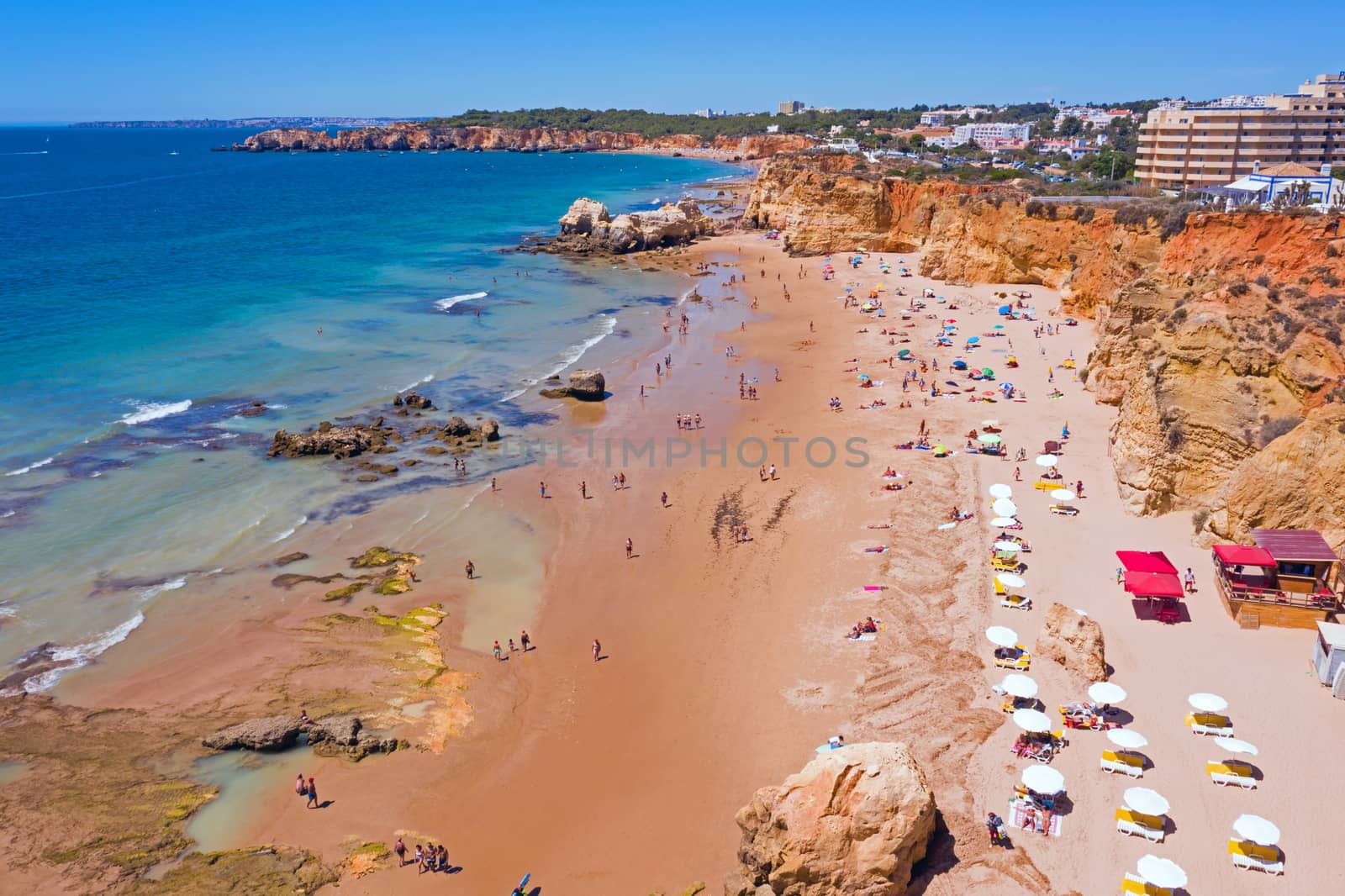 Aerial from Praia da Rocha near Portimao in the Algarve Portugal by devy