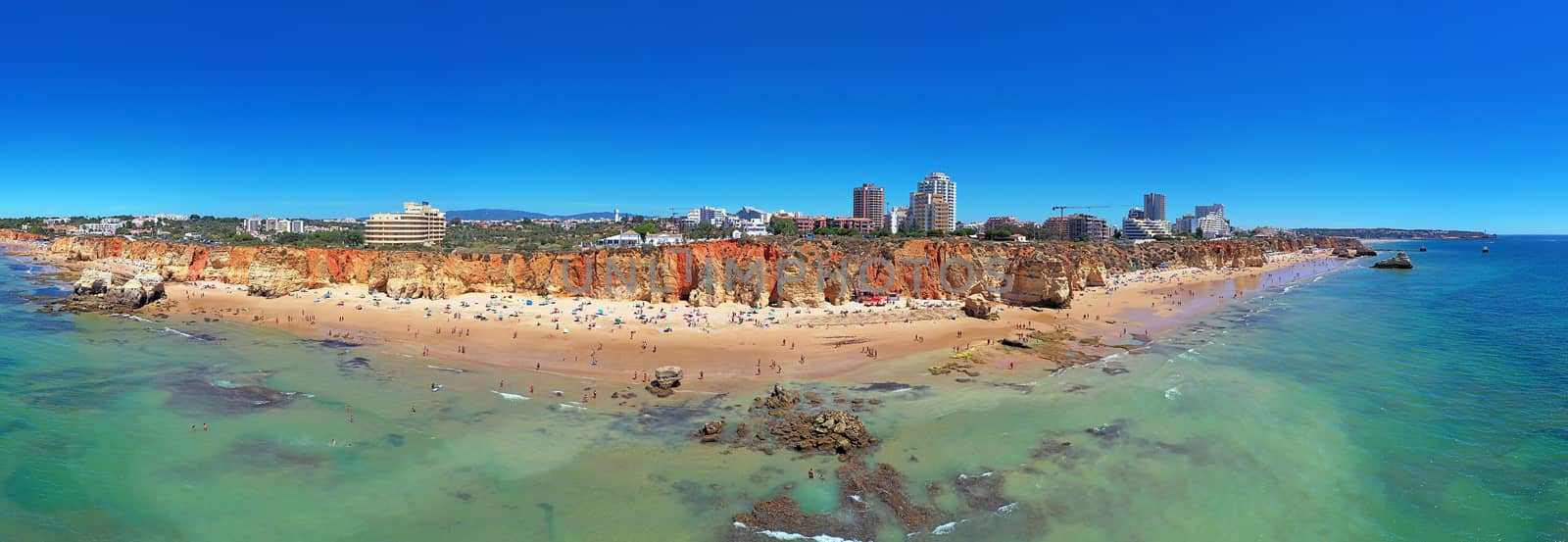 Aerial panorama from Praia da Rocha near Portimao in the Algarve by devy