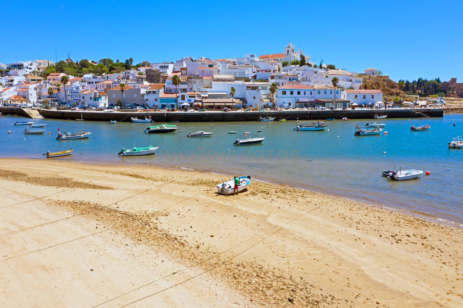 Aerial from the village Ferragudo in the Algarve Portugal by devy