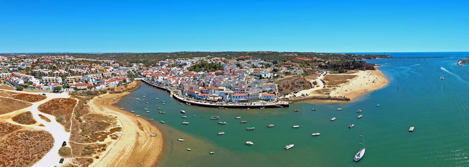 Aerial panorama from the village Ferragudo in the Algarve Portug by devy