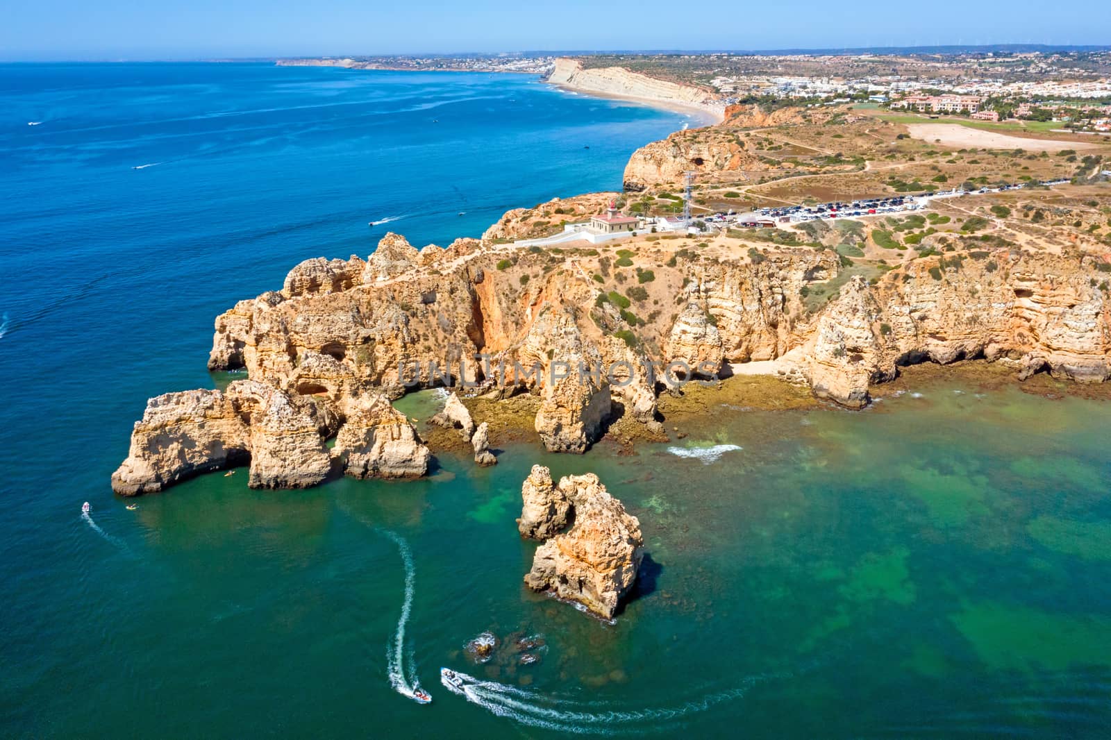 Aerial from Ponte Piedade near Lagos in the Algarve Portugal