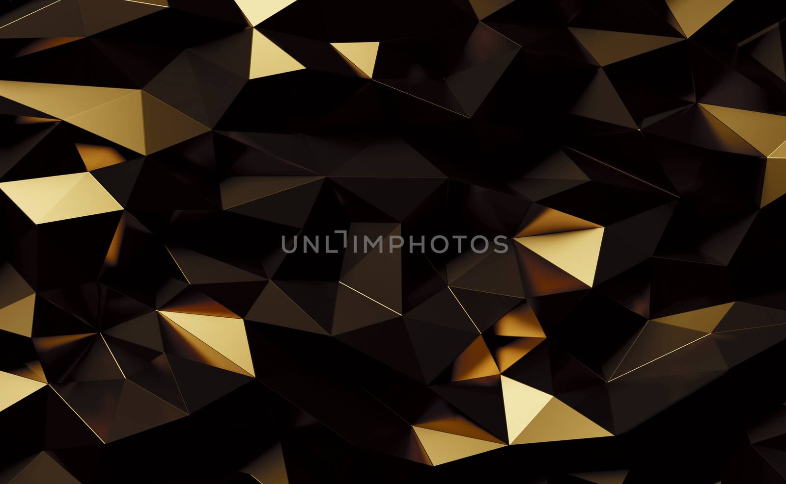Abstract gold metal geometric triangles background 3d render