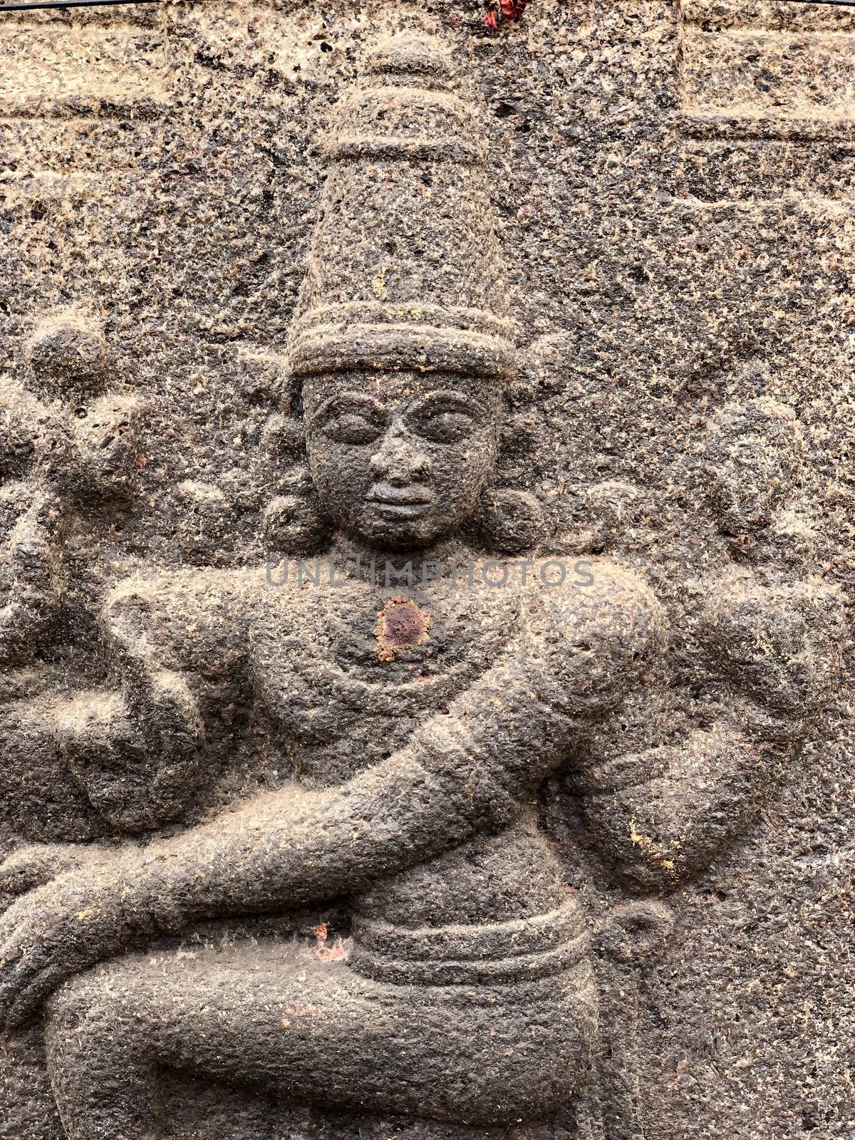 Bas relief sculpture of Hindu God carved in the walls of the Shiva temple walls at Tamil nadu by prabhakaran851