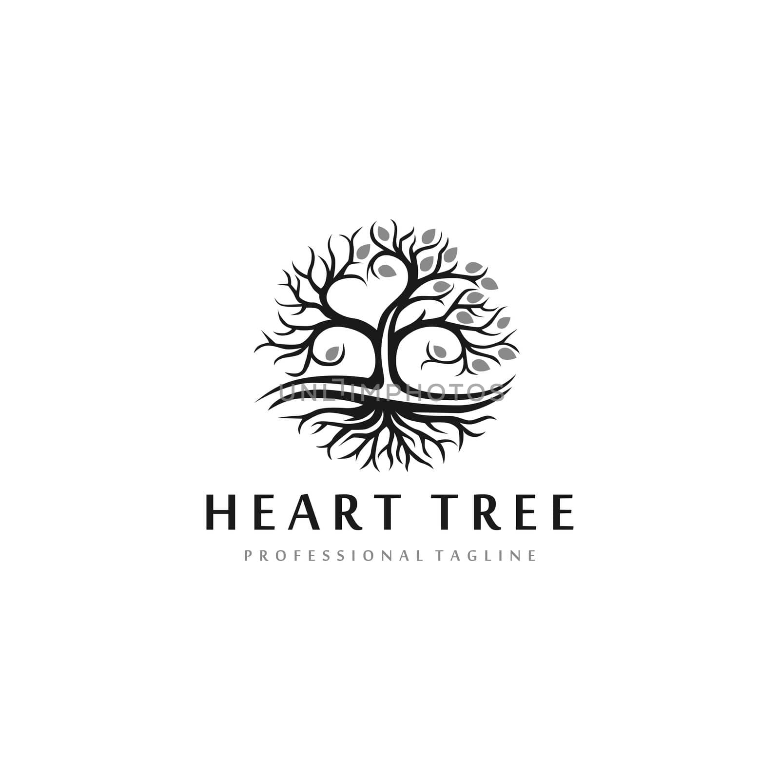 heart tree icon isolated logo design template. for natural organic business