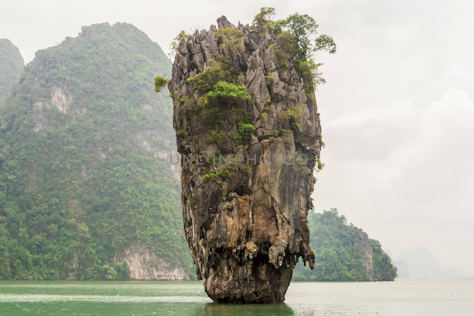 Famous James Bond Island in Thailand. Green water and nature in Phang-Nga Bay Phang Nga Bay.