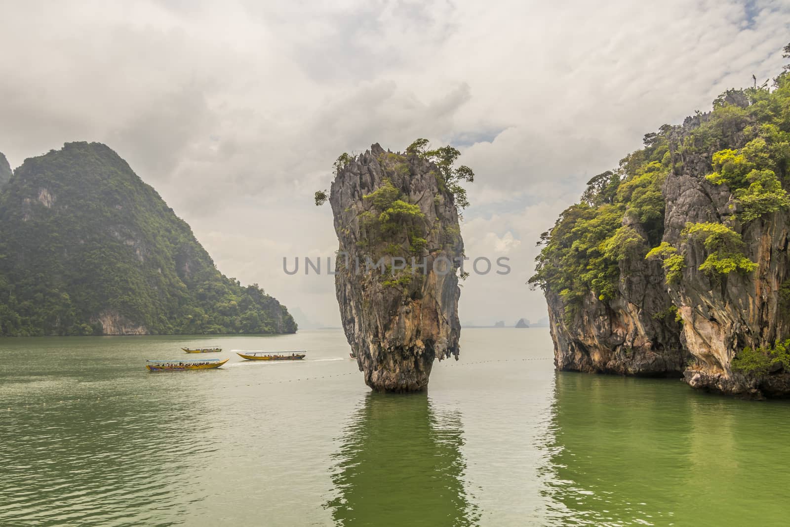 Famous James Bond Island in Thailand. Green water and nature in Phang-Nga Bay Phang Nga Bay.