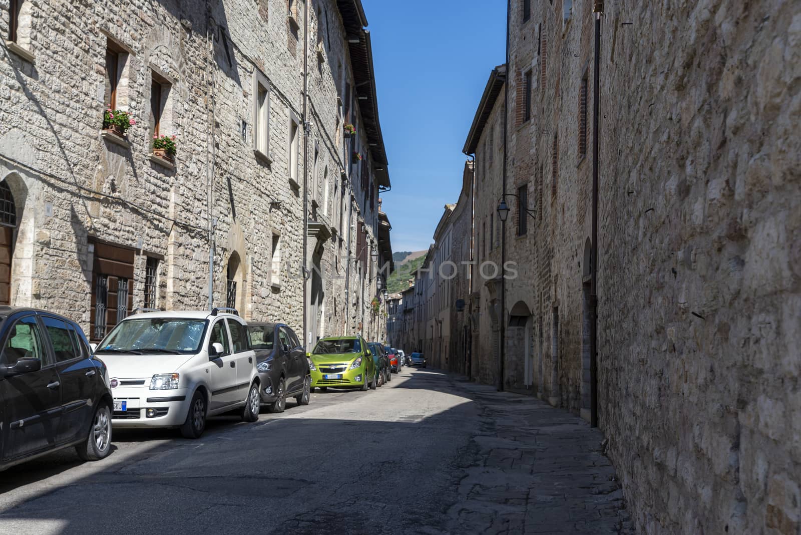 gubbio,italy august 29 2020:street xx Settembre in the town of Gubbio