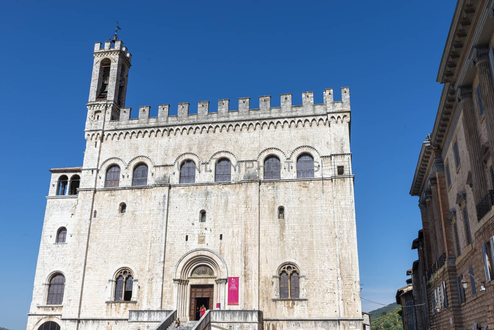 gubbio,italy august 29 2020:square Grande in the center of the town of Gubbio