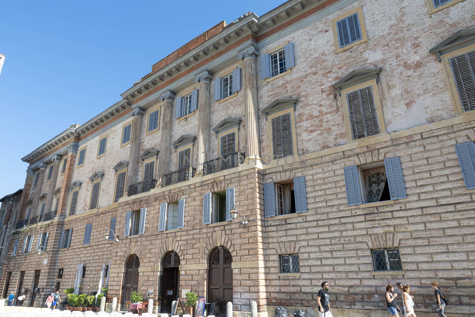 gubbio,italy august 29 2020:square Grande in the center of the town of Gubbio